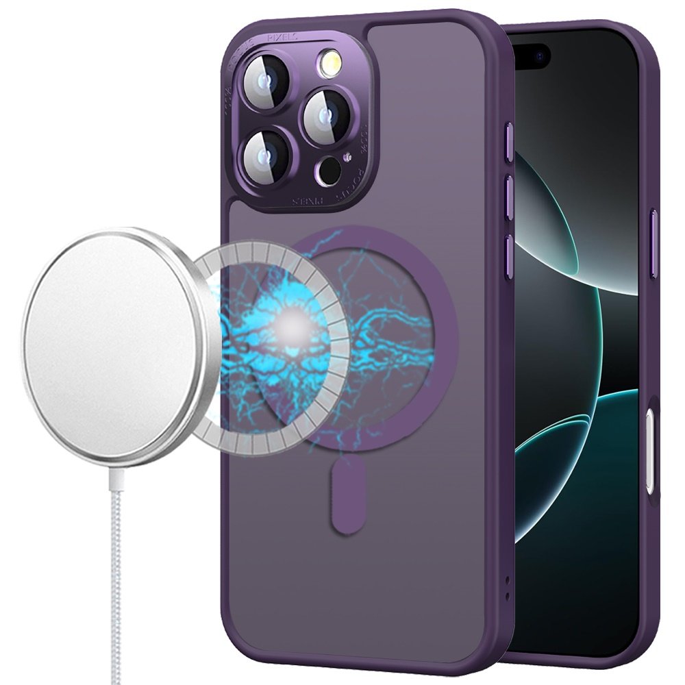 for iphone 16 pro max 6.9 inch complete protection hq hybrid with metal tempered camera glass purple
