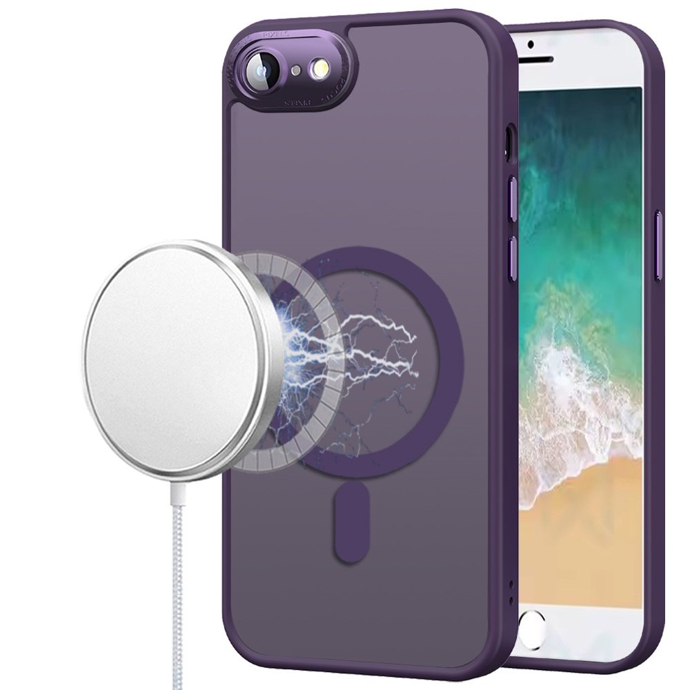 for iphone 17e / 16e / se4 complete protection hq hybrid with metal tempered camera glass purple