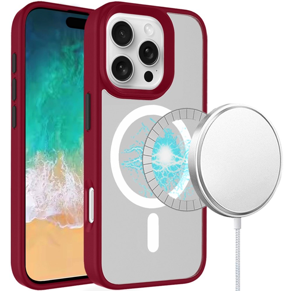 for iphone 16 pro max 6.9 inch core [magnetic circle] core [magnetic circle] colorful buttons thick 2mm hybrid red
