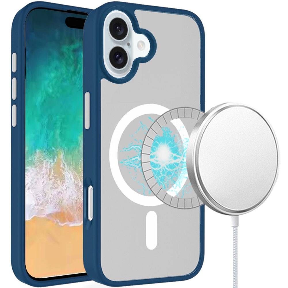 for iphone 16 plus 6.7 inch core [magnetic circle] core [magnetic circle] colorful buttons thick 2mm hybrid blue
