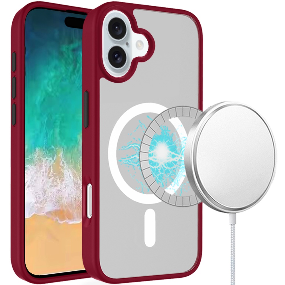 for iphone 16 plus 6.7 inch core [magnetic circle] core [magnetic circle] colorful buttons thick 2mm hybrid red