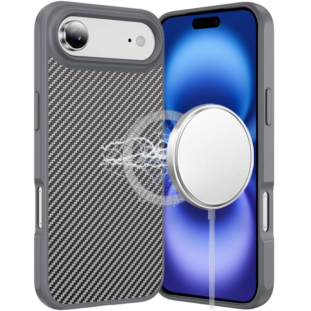 for iphone 17 air carbonfiber design magnetic ring hq thick 2.0mm hybrid case grey