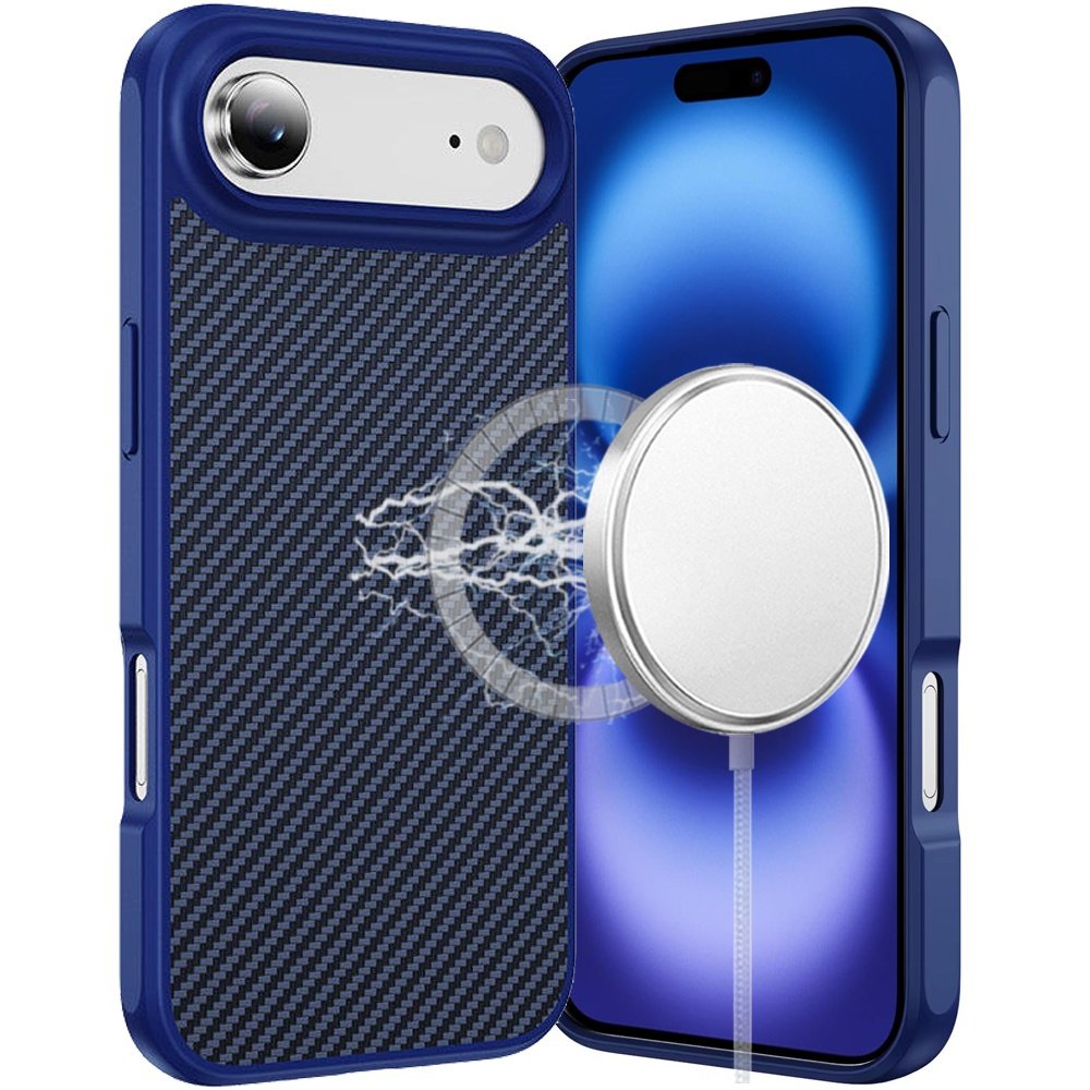 for iphone 17 air carbonfiber design magnetic ring hq thick 2.0mm hybrid case navy blue