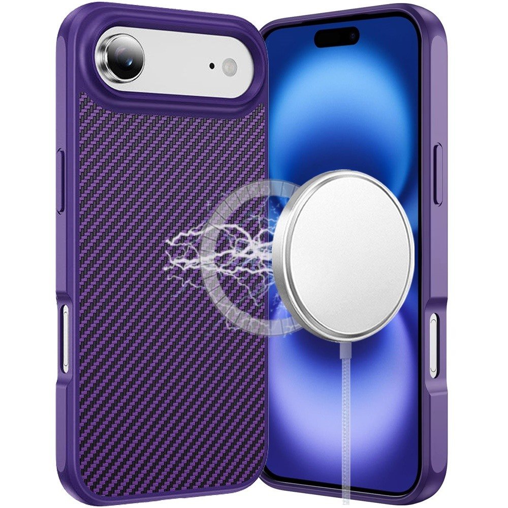 for iphone 17 air carbonfiber design magnetic ring hq thick 2.0mm hybrid case dark purple