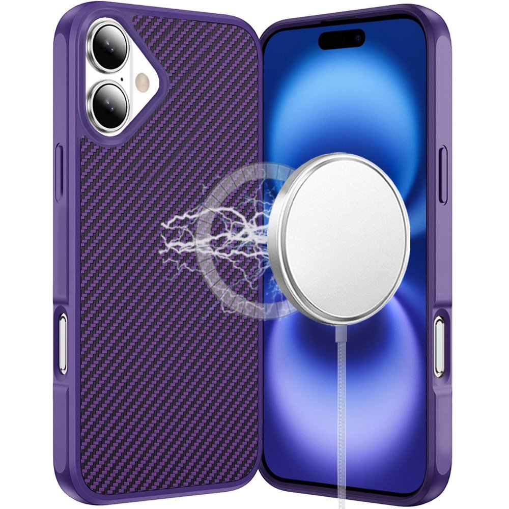 for iphone 17 carbonfiber design magnetic ring hq thick 2.0mm hybrid case dark purple