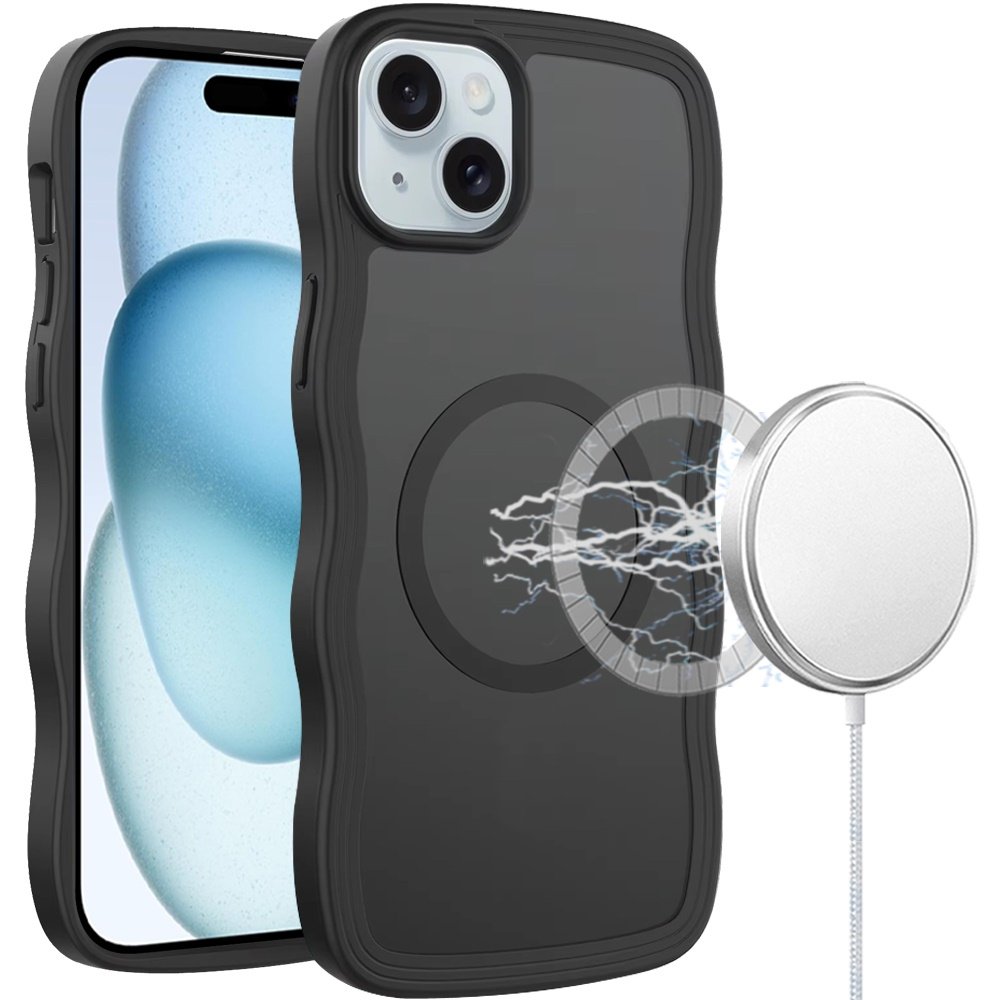 for iphone 15 grip hand magnetic ring hq hybrid black