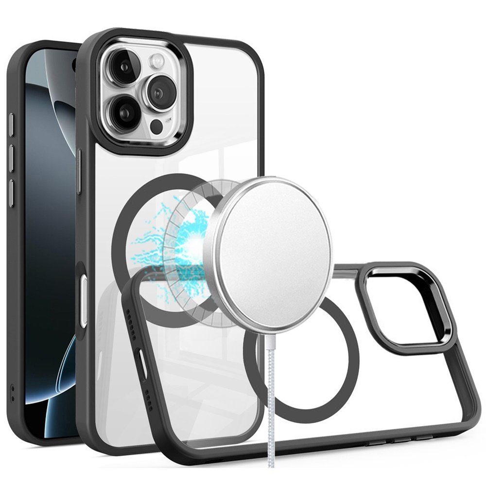 for iphone 16 pro max 6.9 inch greatest clear acrylic thick metal button hybrid black