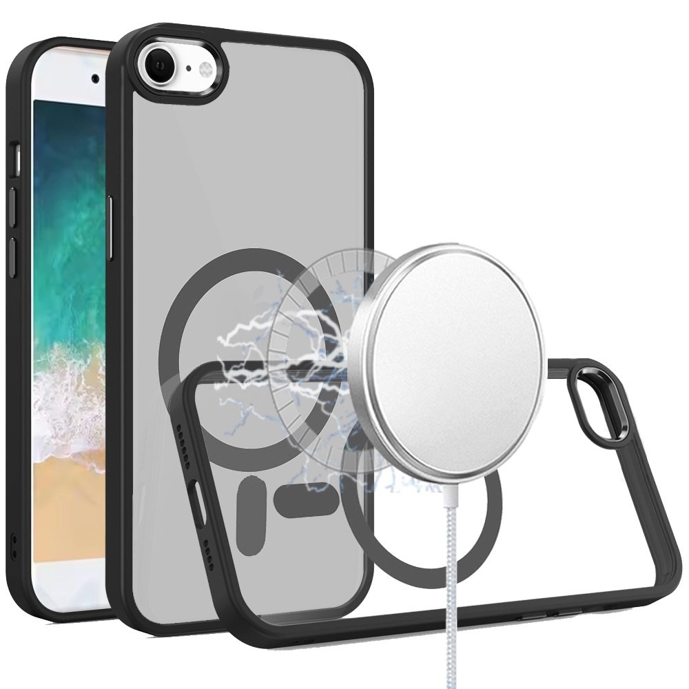 for iphone 17e / 16e / se4 greatest clear acrylic thick metal button hybrid black