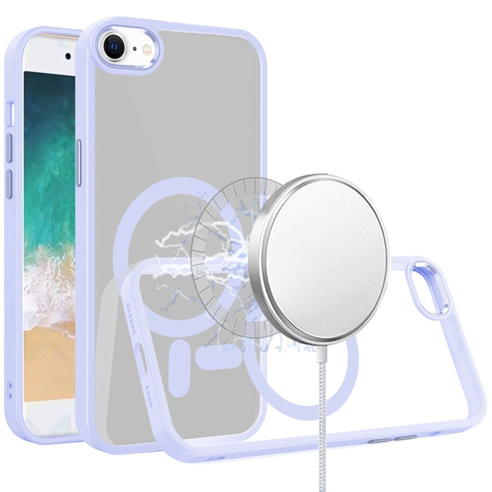 for iphone 17e / 16e / se4 greatest clear acrylic thick metal button hybrid light purple