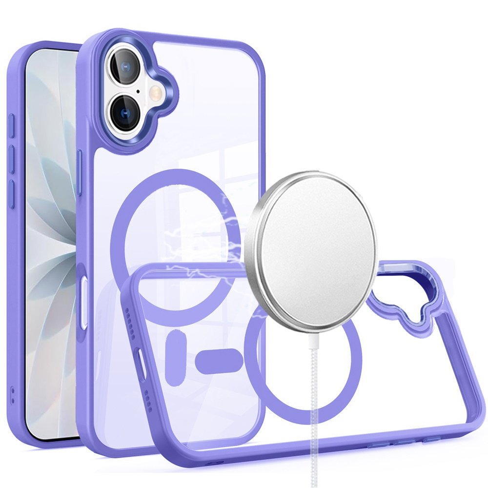 for iphone 17 greatest clear acrylic [magnetic circle] shockproof toughthick metal button hybrid light blue