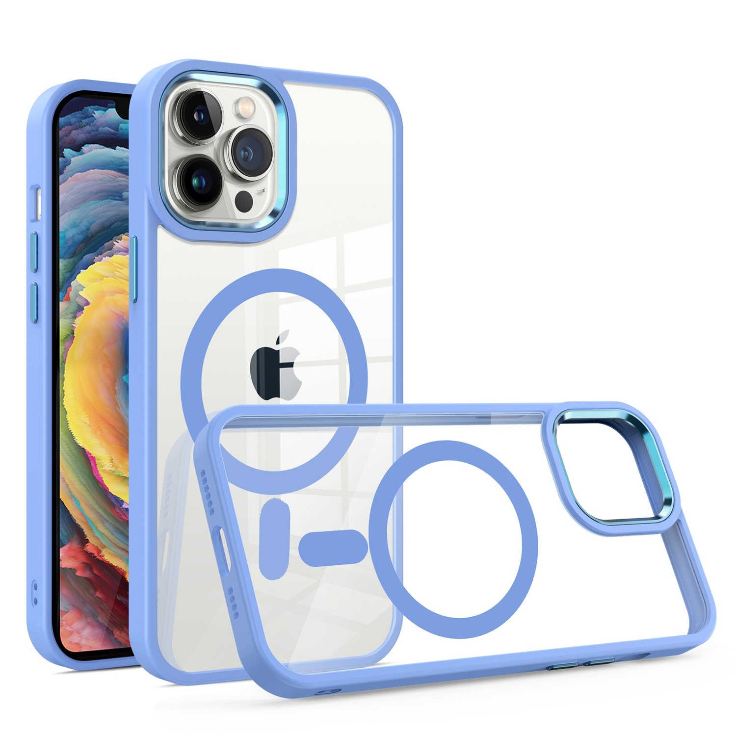 for ip15 pro max greatest clear acrylic thick metal button hybrid light blue