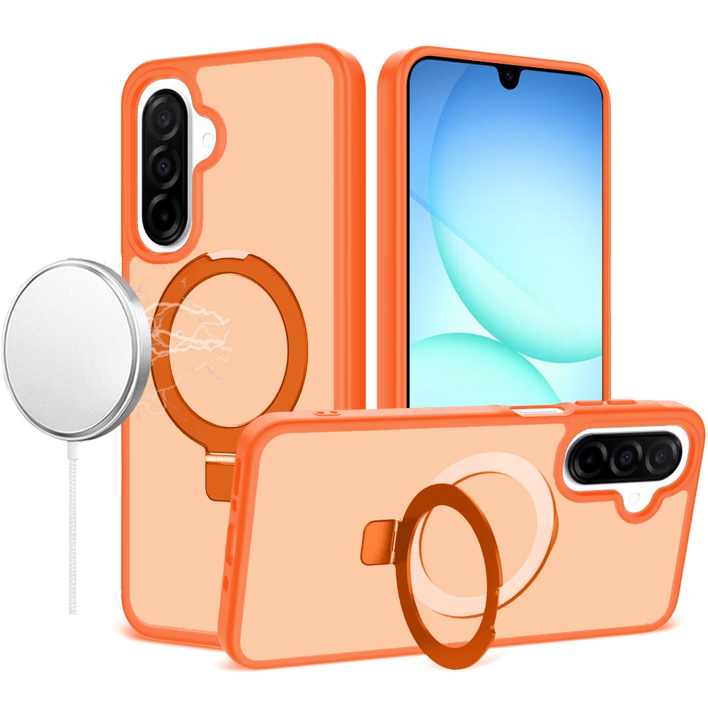 for samsung a17 5g magnetic matching ring stand full rotation matte hybrid cosmic orange