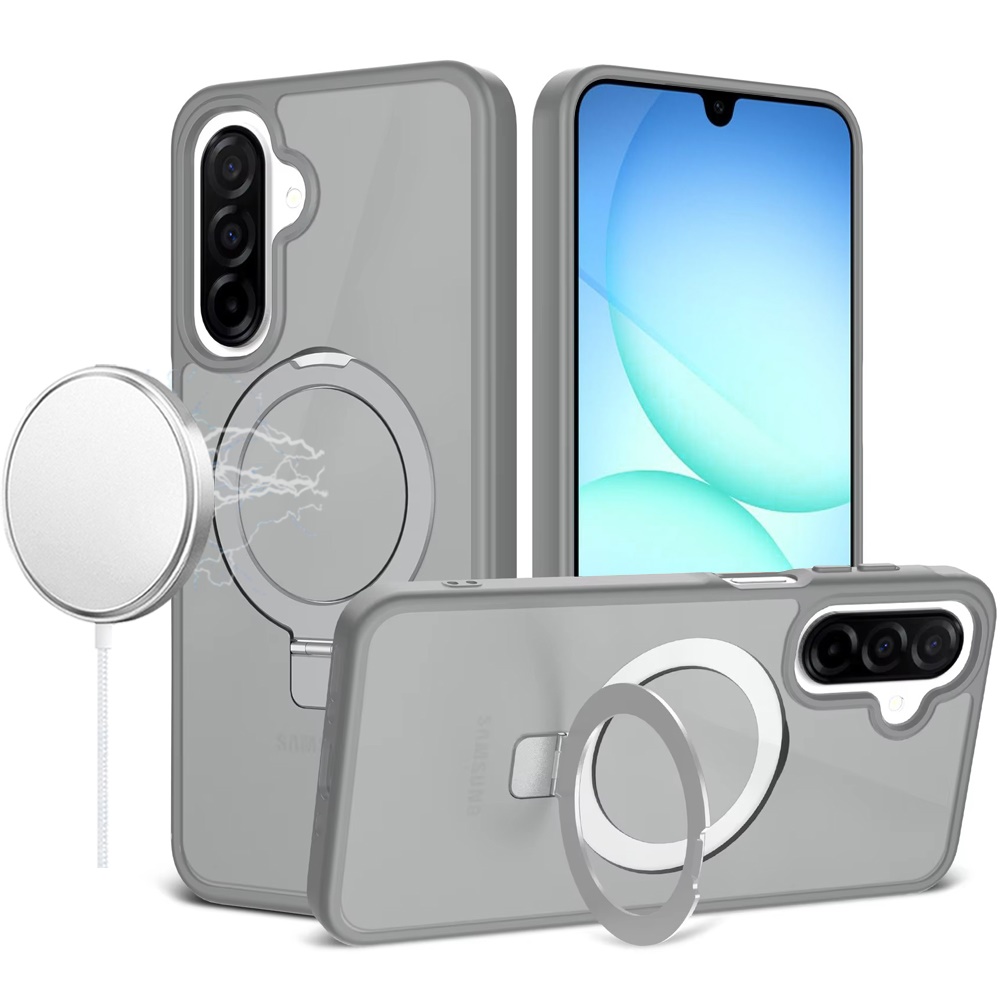 for samsung a17 5g magnetic matching ring stand full rotation matte hybrid grey