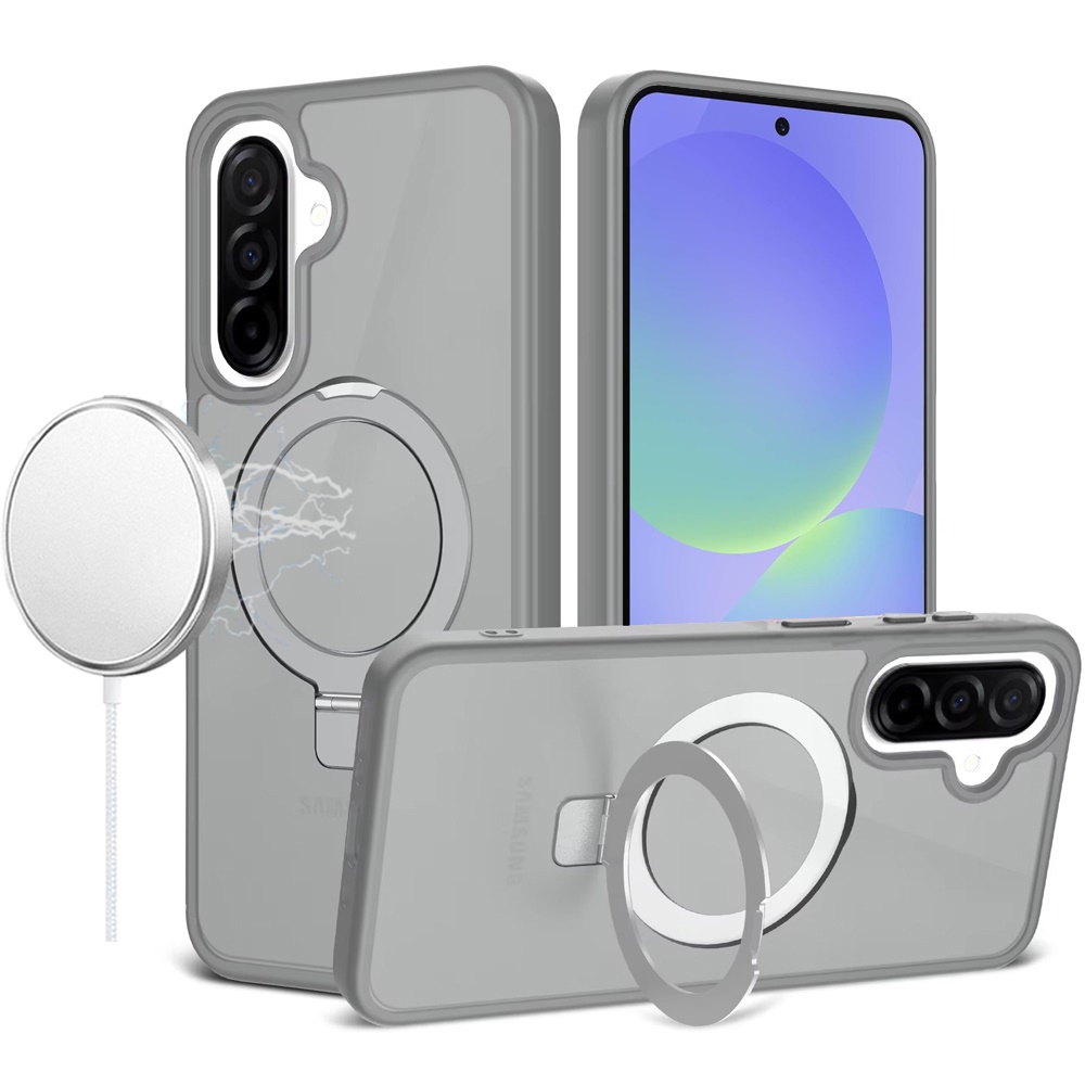 for samsung galaxy a37 magnetic matching ring stand full rotation matte hybrid grey