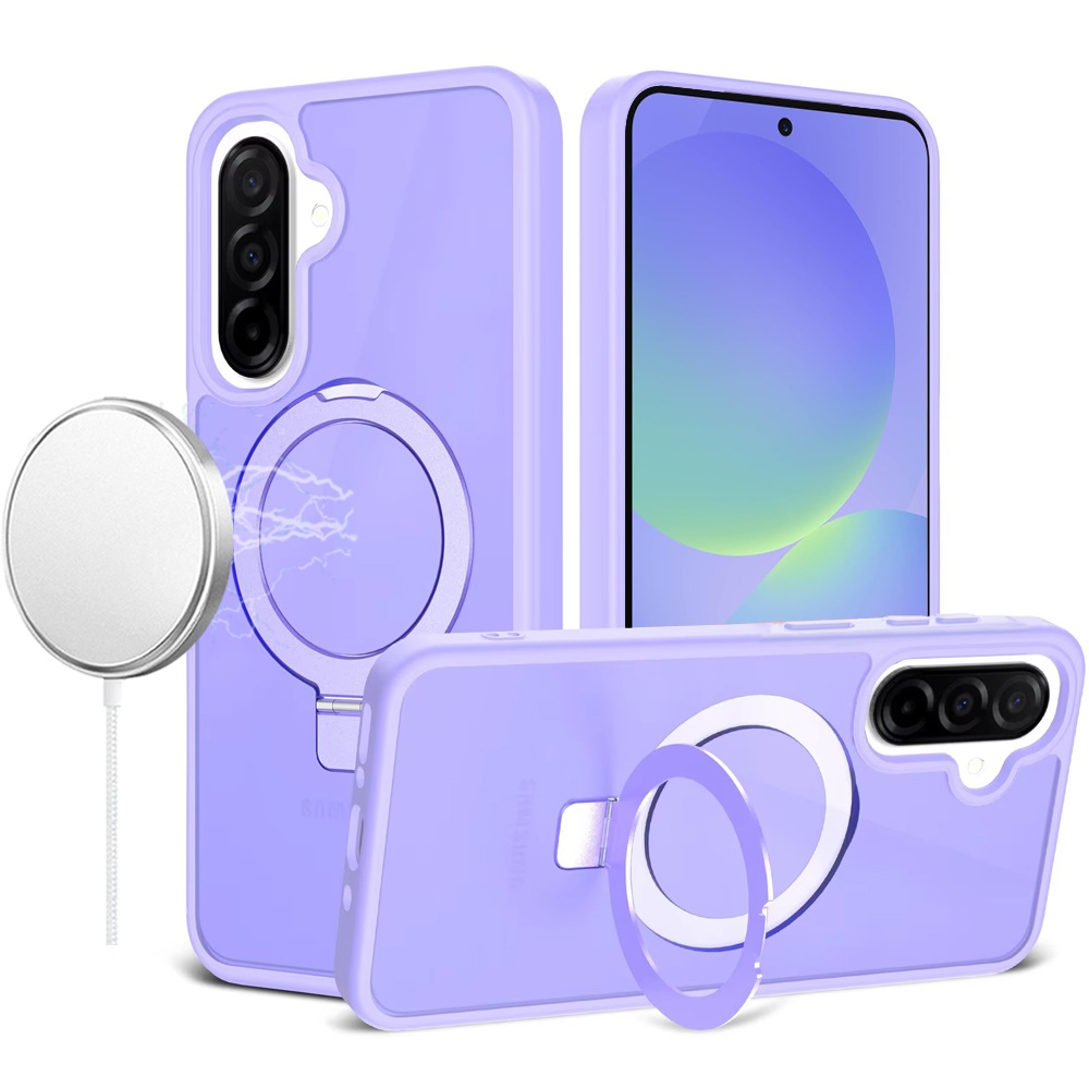 for samsung galaxy a37 magnetic matching ring stand full rotation matte hybrid light pink