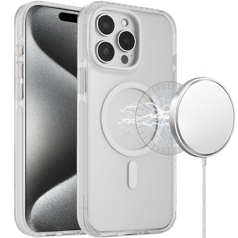 for ip15 pro max transparent matching color magnetic ring hybrid white