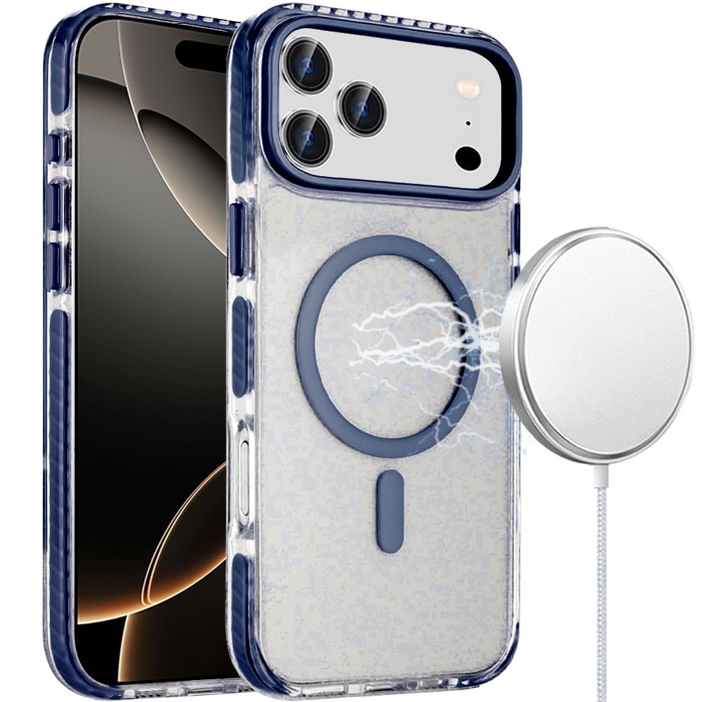 for iphone 17 pro transparent matching color magnetic ring hybrid blue