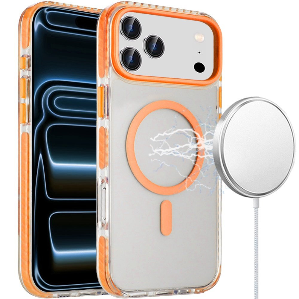 for iphone 17 pro transparent matching color magnetic ring hybrid cosmic orange