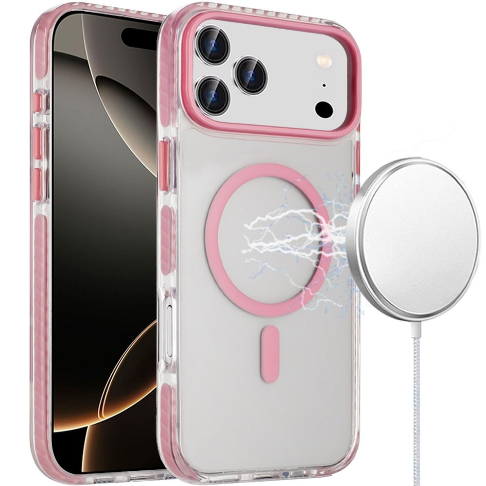 for iphone 17 pro transparent matching color magnetic ring hybrid pink