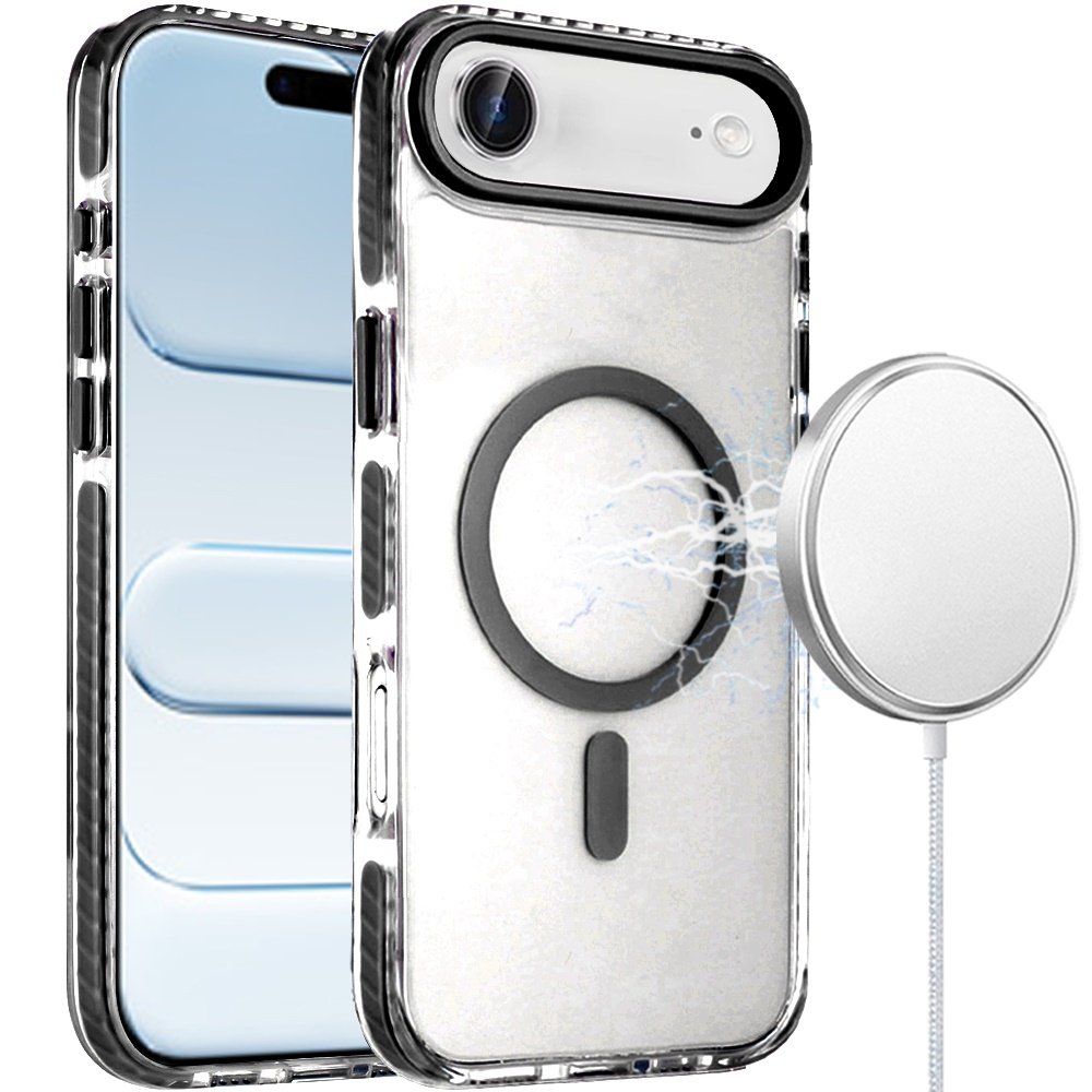 for iphone 17 air transparent matching color magnetic ring hybrid black
