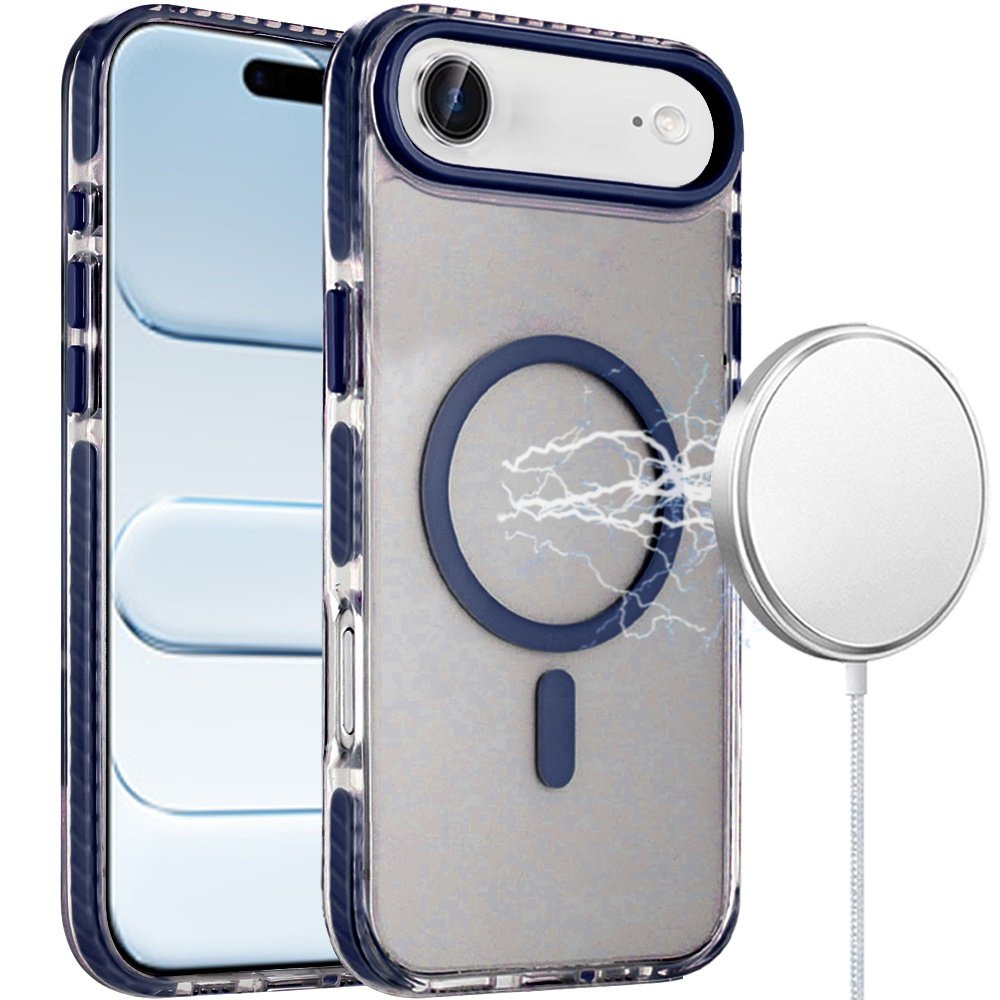 for iphone 17 air transparent matching color magnetic ring hybrid blue