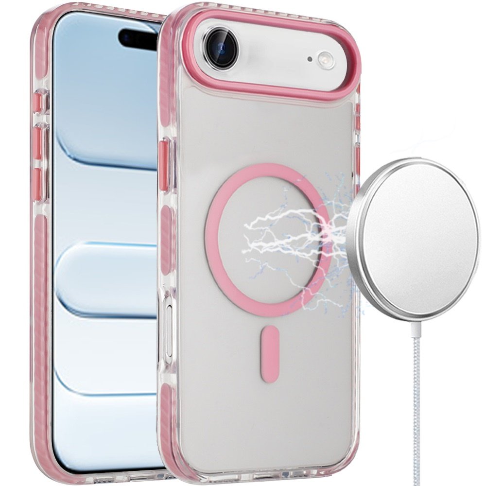 for iphone 17 air transparent matching color magnetic ring hybrid pink
