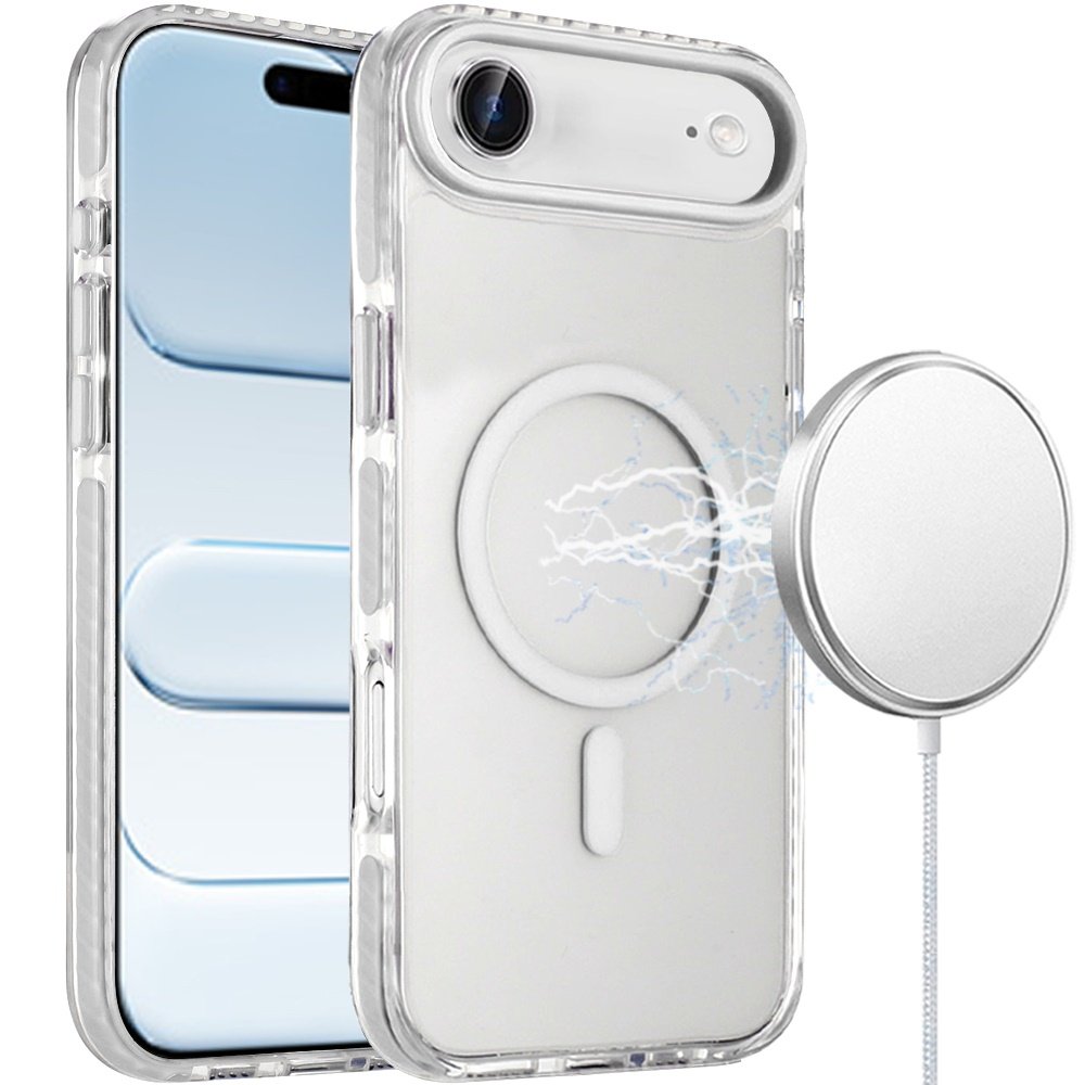 for iphone 17 air transparent matching color magnetic ring hybrid white