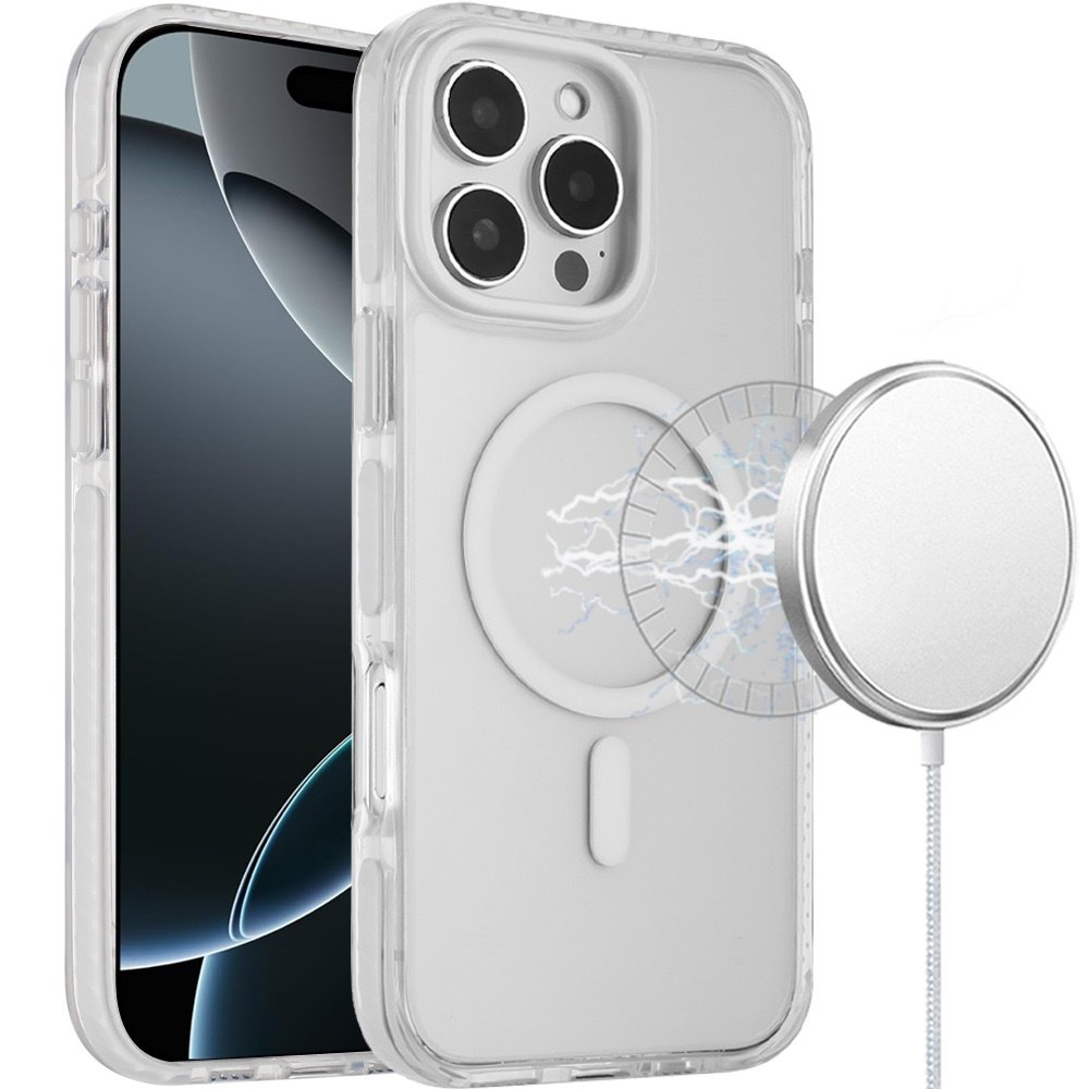 for iphone 16 pro max 6.9 transparent matching color magnetic ring hybrid white