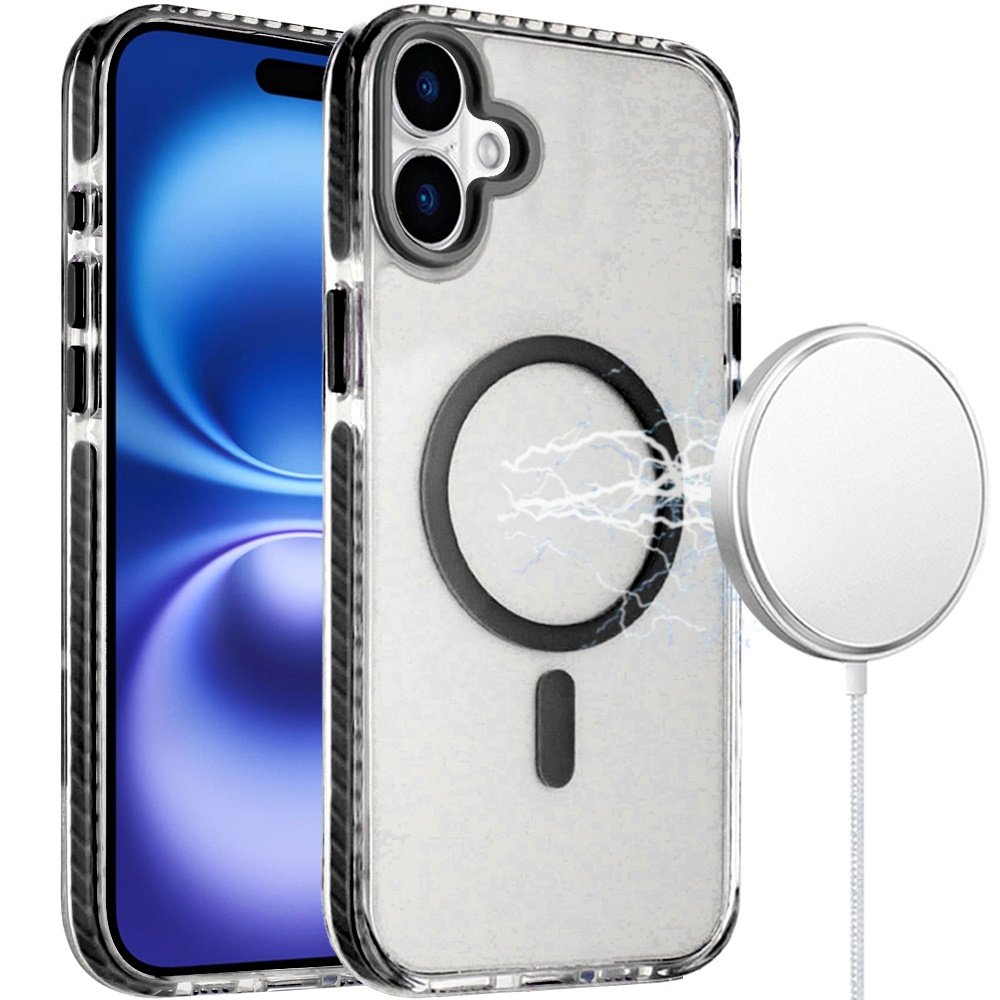 for iphone 17 transparent matching color magnetic ring hybrid black