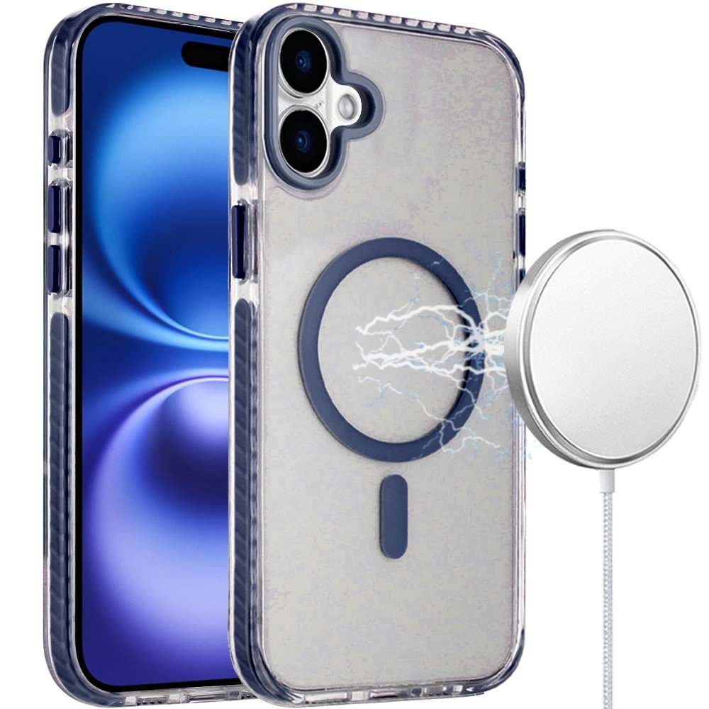 for iphone 17 transparent matching color magnetic ring hybrid blue