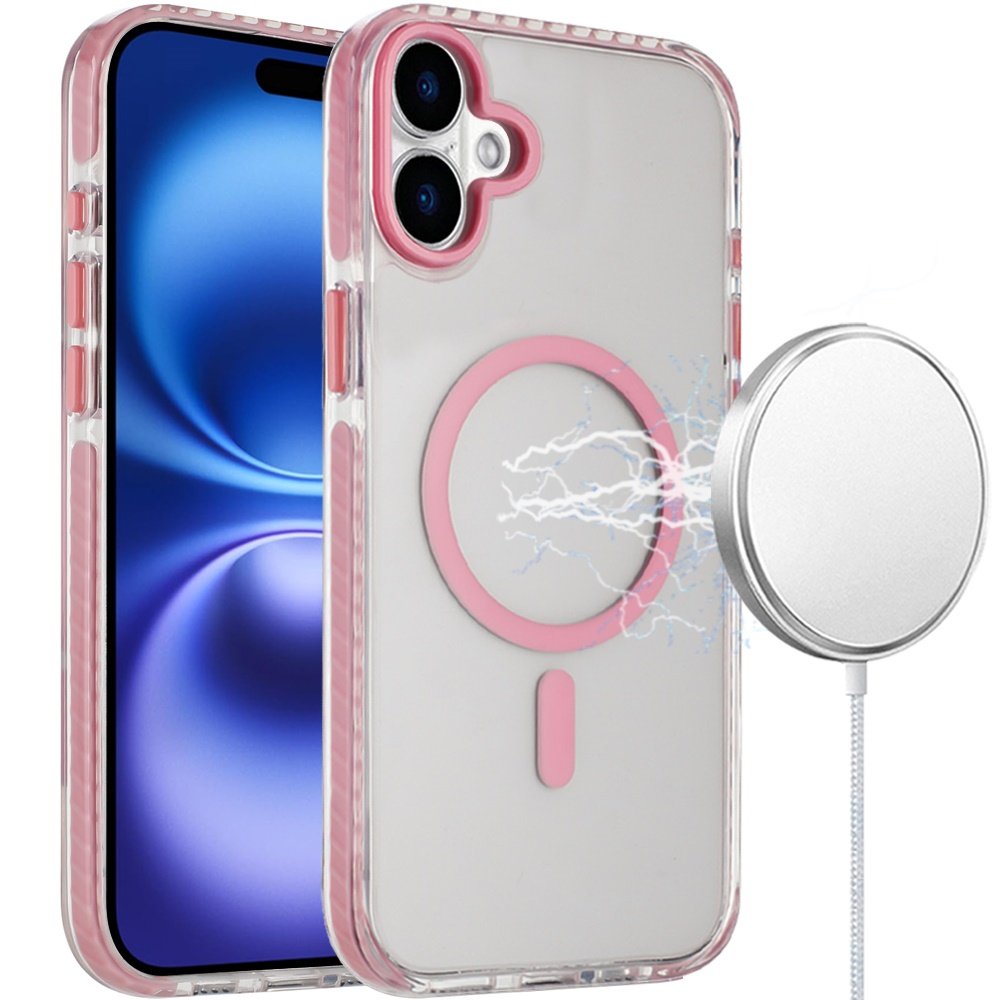 for iphone 17 transparent matching color magnetic ring hybrid pink