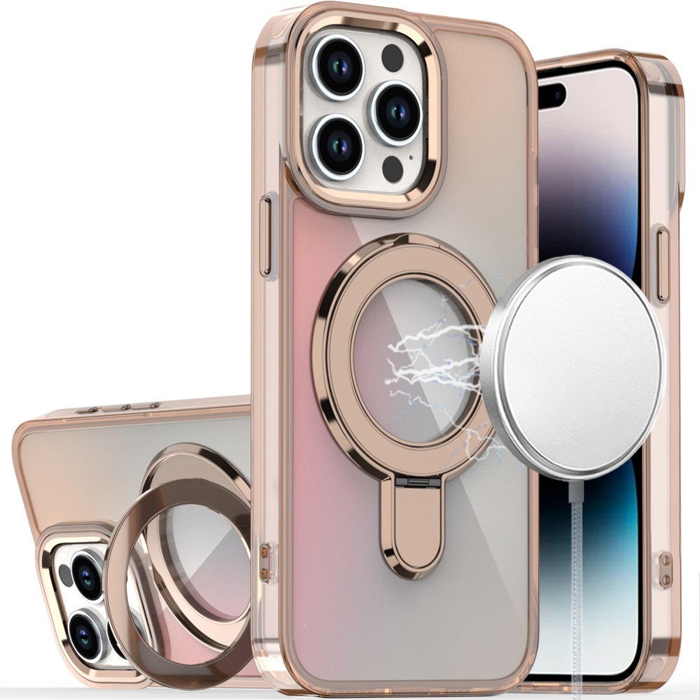 for iphone 14 pro max 6.7" chrome hq rotational magnetic ring hybrid desert titanium