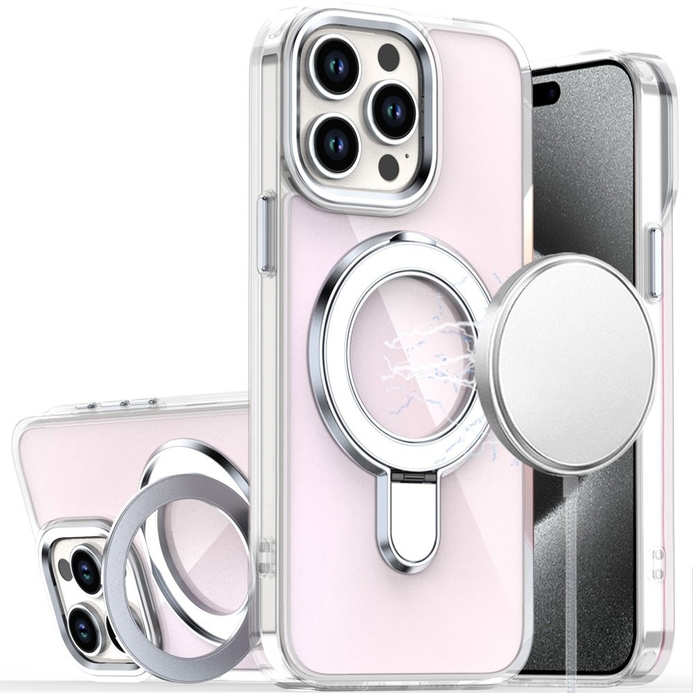 for ip15 pro max chrome hq rotational magnetic ring hybrid clear