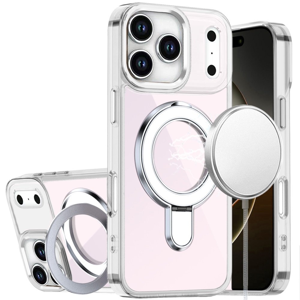 for iphone 17 pro chrome hq rotational magnetic ring hybrid clear