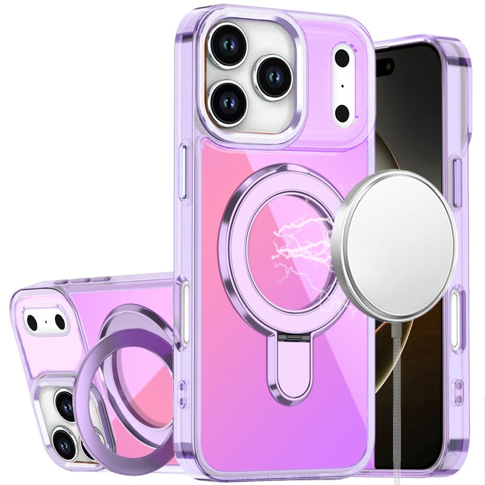 for iphone 17 pro chrome hq rotational magnetic ring hybrid light purple