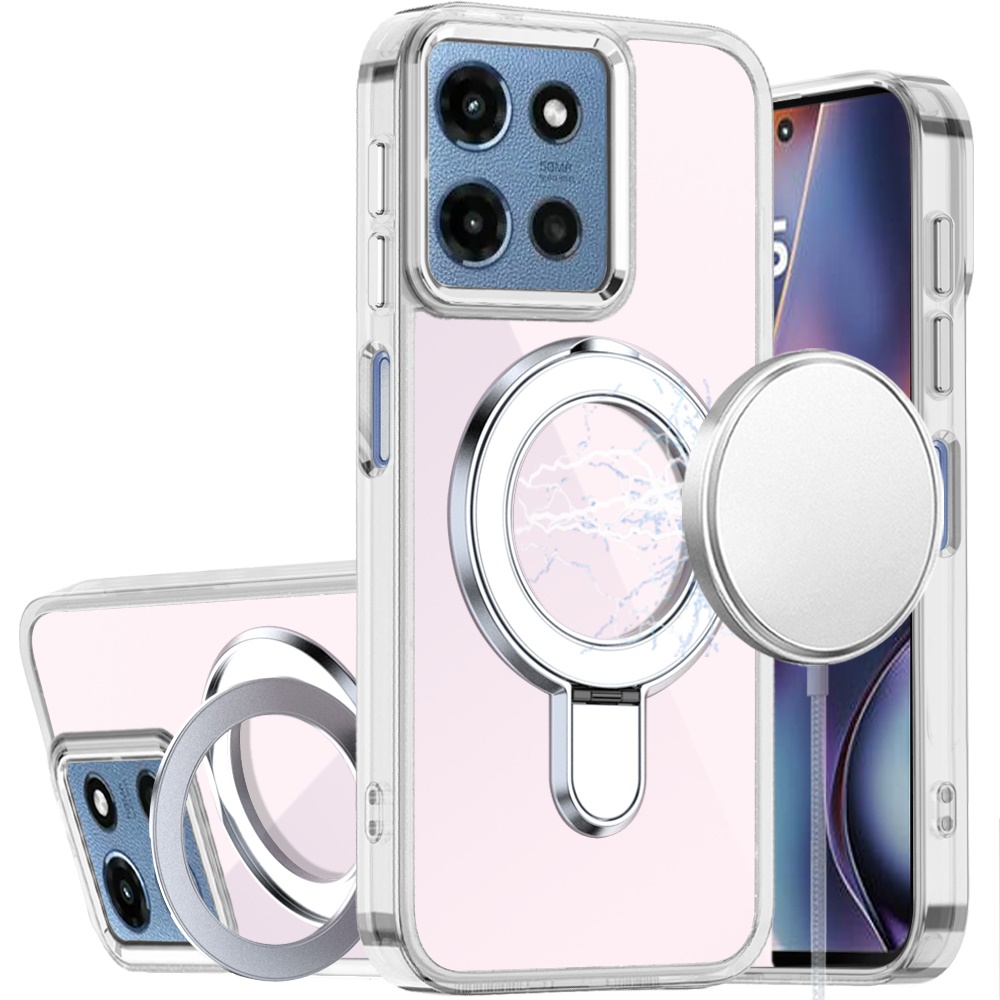 for moto g 5g 2025/2026 g play 2026 chrome hq rotational magnetic ring hybrid clear