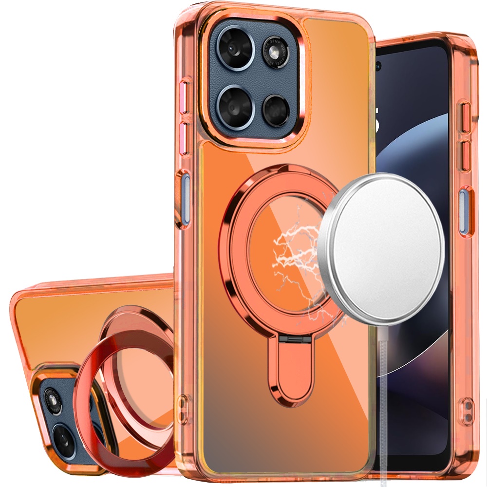 for moto g 5g 2025/2026 / g play 2026 chrome hq rotational magnetic ring hybrid cosmic orange