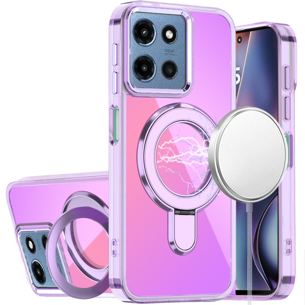 for moto g 5g 2025/2026 g play 2026 chrome hq rotational magnetic ring hybrid light purple