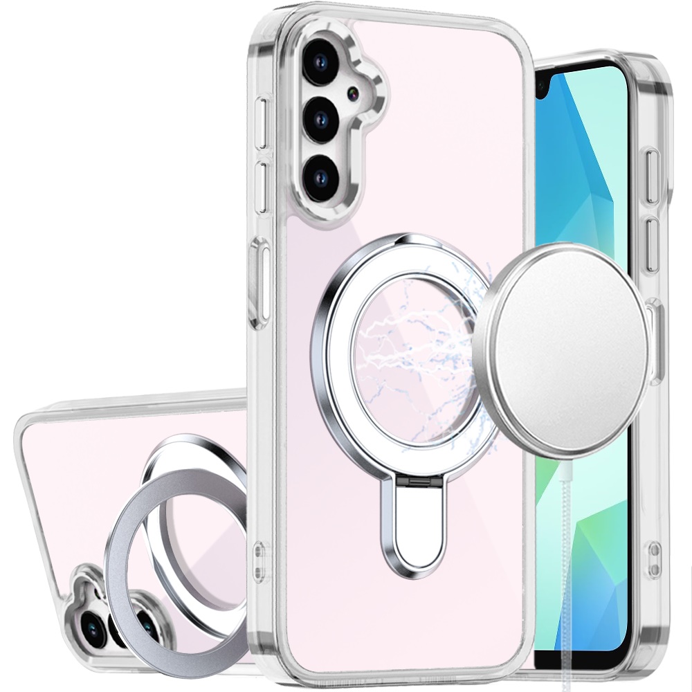 for samsung a16 5g chrome hq rotational magnetic ring hybrid clear