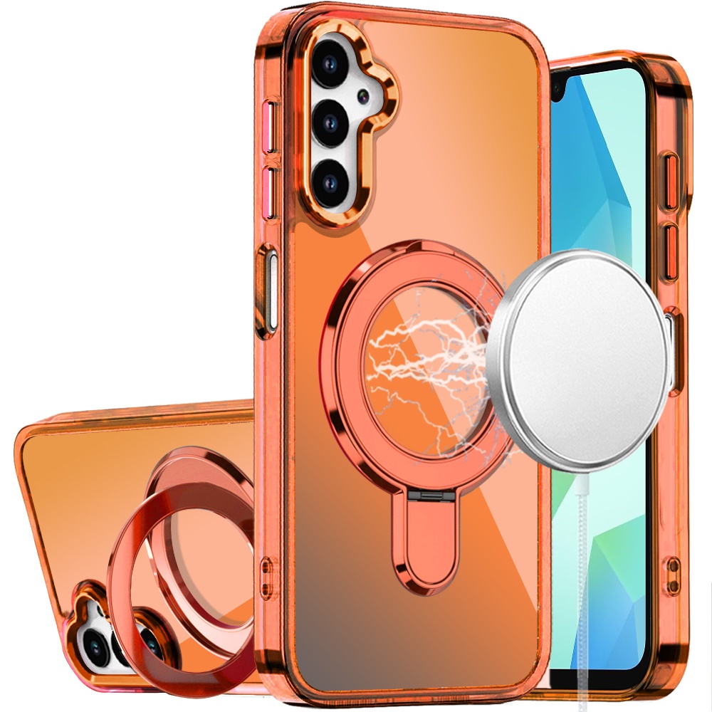 for samsung a16 5g chrome hq rotational magnetic ring hybrid cosmic orange