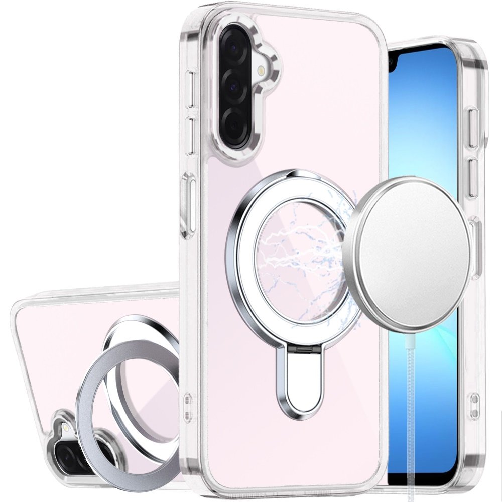 for samsung a17 5g chrome hq rotational magnetic ring hybrid clear