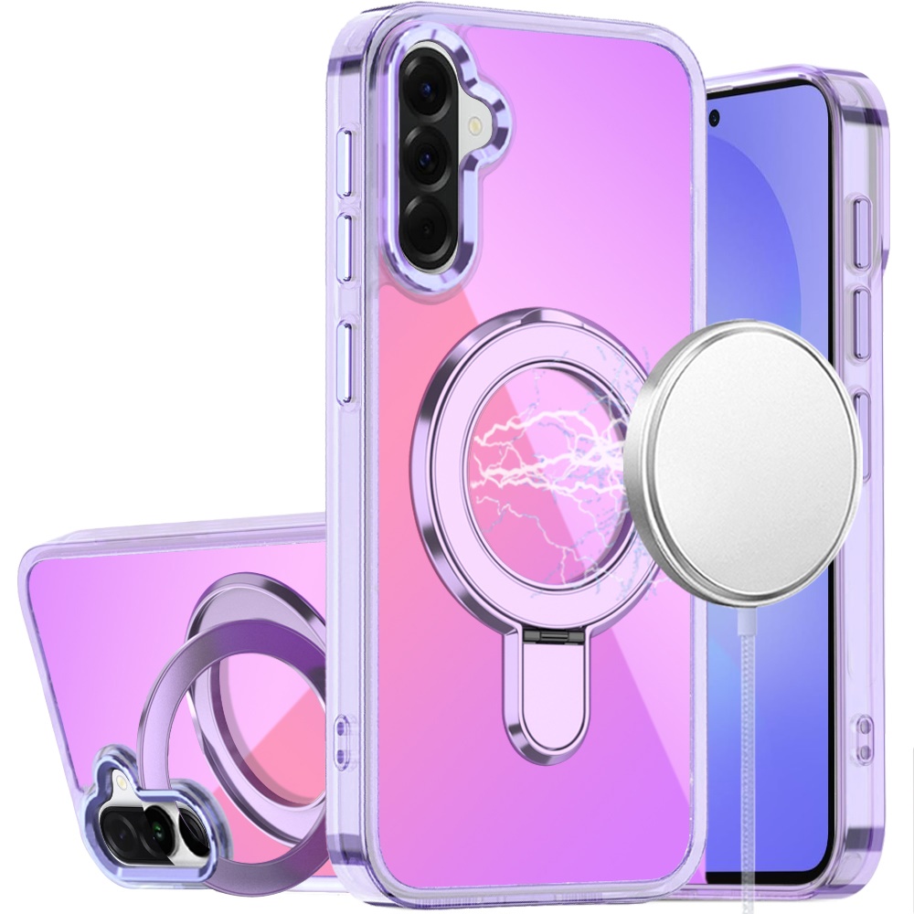 for samsung galaxy a37 chrome hq rotational magnetic ring hybrid light purple