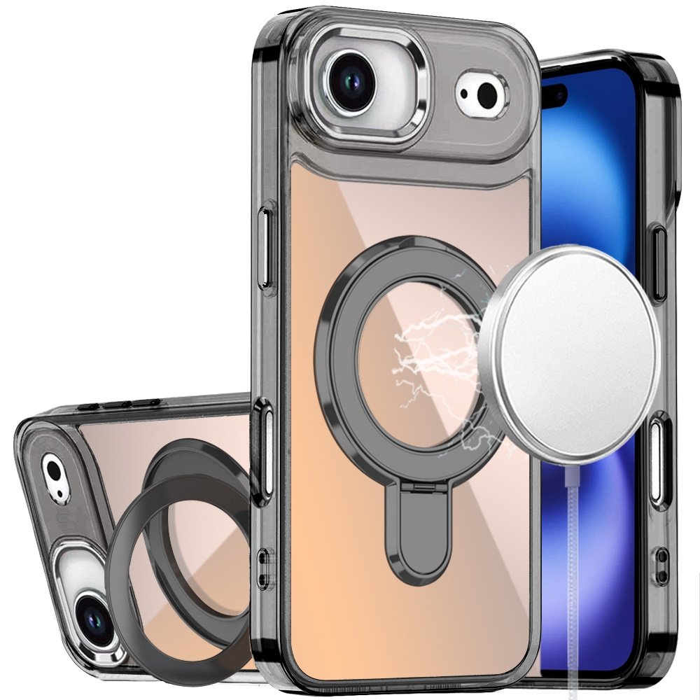 for iphone 17 air chrome hq rotational magnetic ring hybrid black