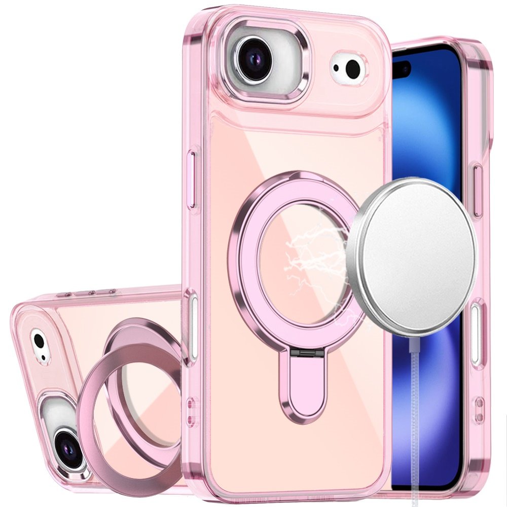 for iphone 17 air chrome hq rotational magnetic ring hybrid light pink