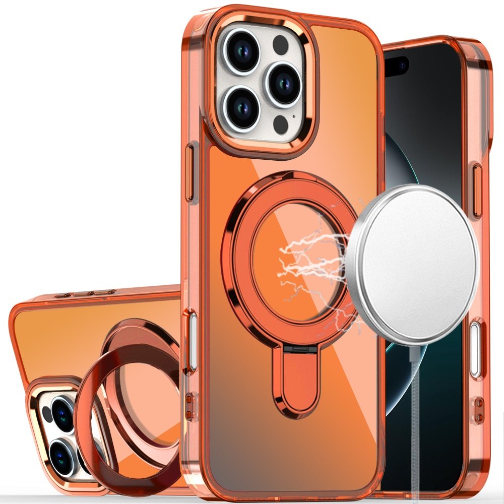 for iphone 16 pro max 6.9 inch chrome hq rotational magnetic ring hybrid cosmic orange