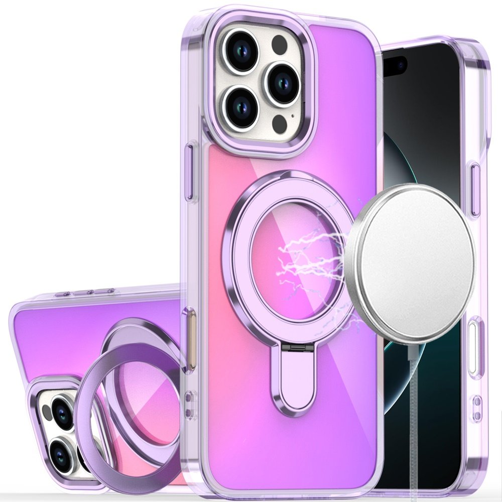 for iphone 16 pro max 6.9 chrome hq rotational magnetic ring hybrid light purple