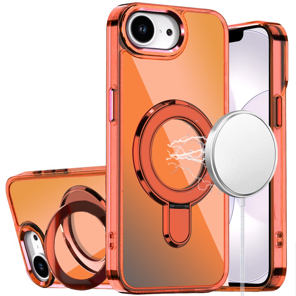 for iphone 16e (e edition) / se4 (2025) chrome hq rotational magnetic ring hybrid cosmic orange