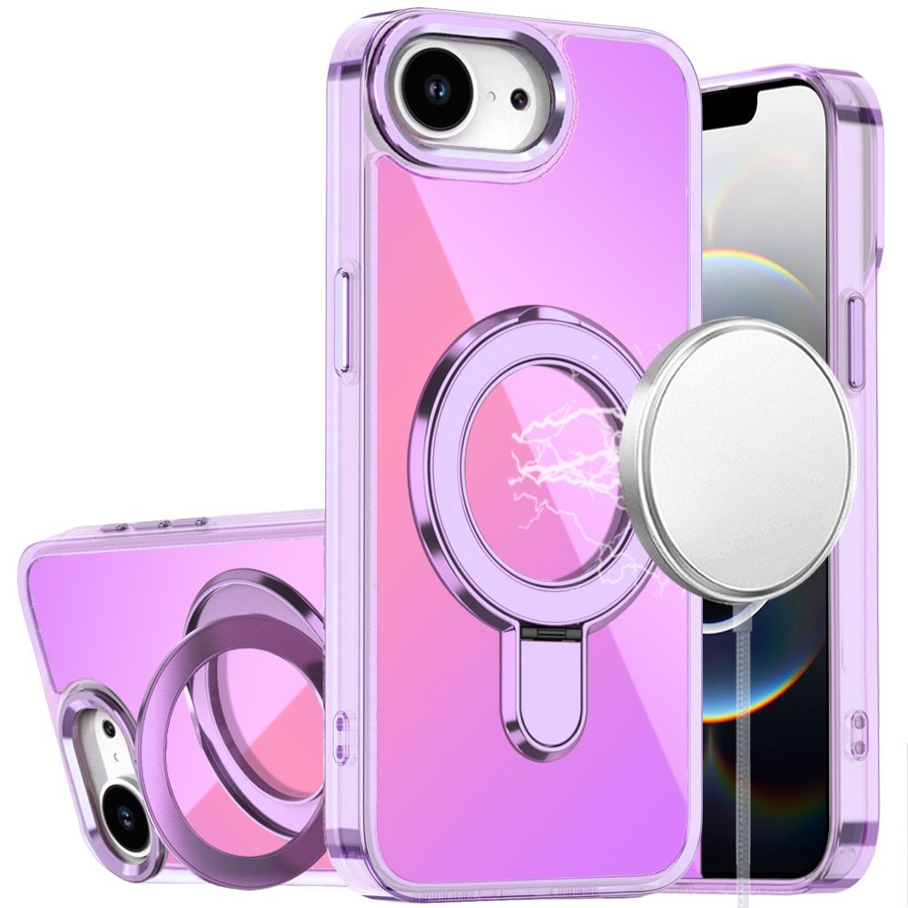 for iphone 17e / 16e / se4 chrome hq rotational magnetic ring hybrid light purple