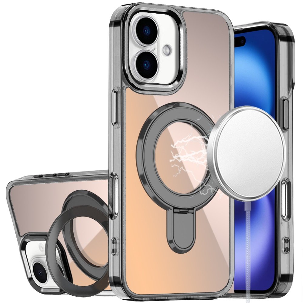 for iphone 17 chrome hq rotational magnetic ring hybrid black