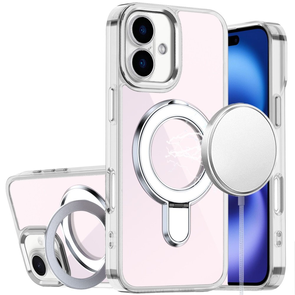 for iphone 17 chrome hq rotational magnetic ring hybrid clear